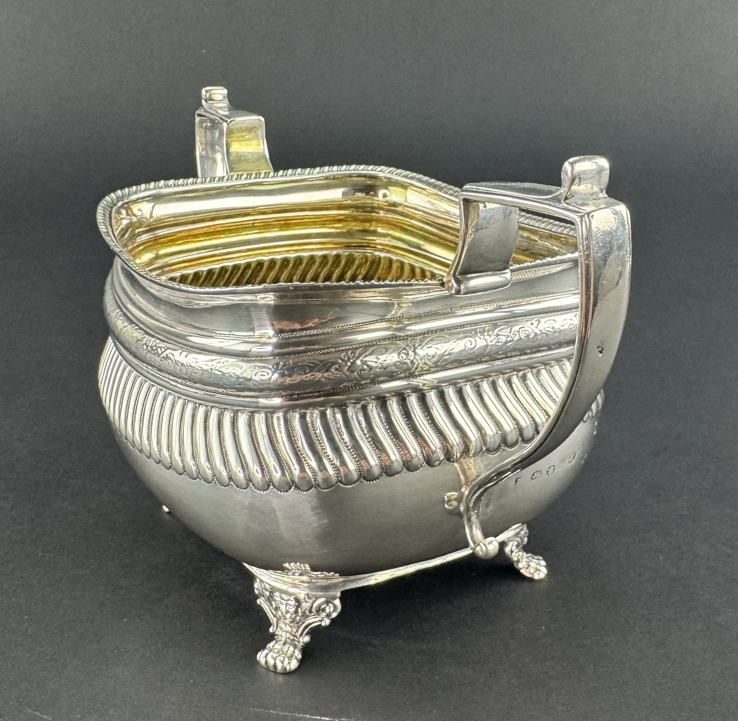 1813 English Sterling Silver 2 Handled Sugar Bowl Classical Form