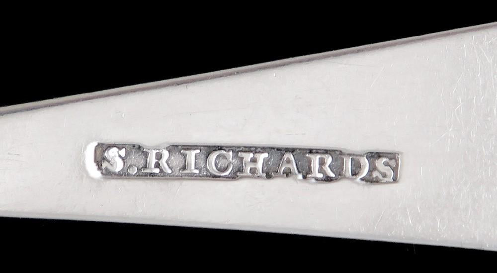 5 Antique c1790s Samuel Richards Coin Silver Teaspoons Philadelphia 6 inches