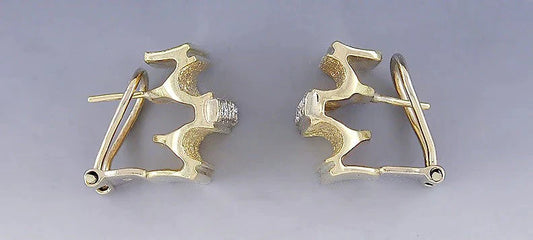 Exquisite Pair 14k Gold & Diamond Earrings Interesting Design