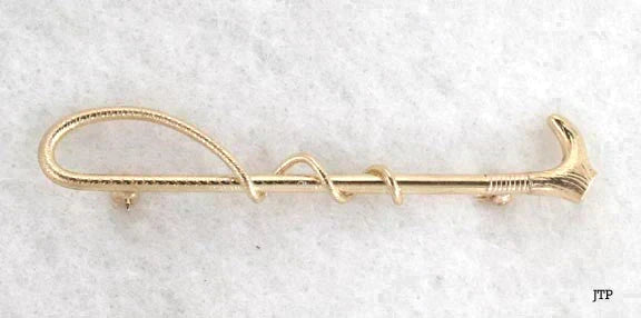 Vintage American 14K Yellow Gold Riding Crop Pin Brooch