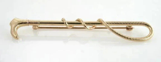 Vintage American 14K Yellow Gold Riding Crop Pin Brooch