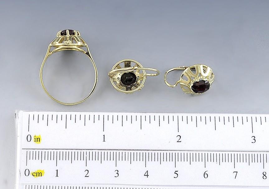Stunning Austrian 14k Gold Natural Ruby Ring & Earring Set
