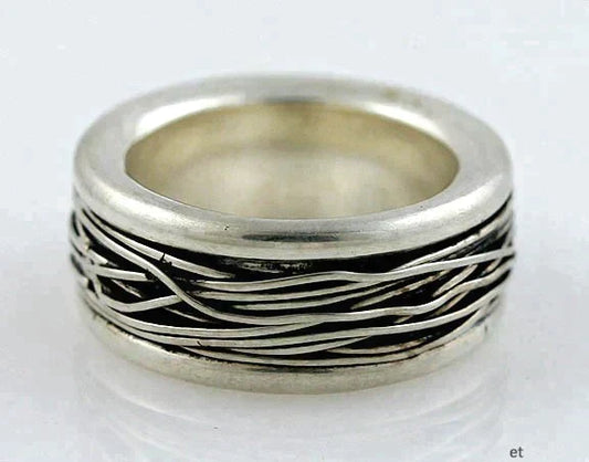 Neat Contemporary Modernist Nova Sterling Silver Wire Ring Size 10