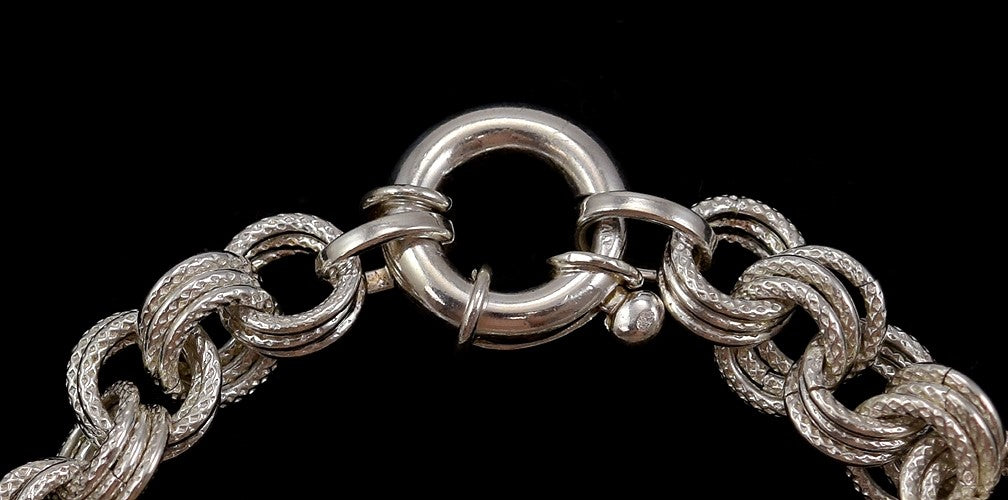 Stunning Vintage Sterling Silver Italian Hand Made Multi Ring Bracelet