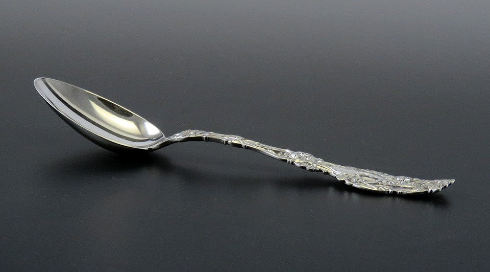 12 Antique Sterling Silver Whiting Lily 1902 Art Nouveau Teaspoons 6" R Mono