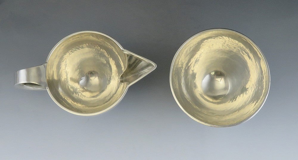 Vintage Sterling Silver Arts & Crafts Mid Century DeMatteo Creamer Sugar Bowl