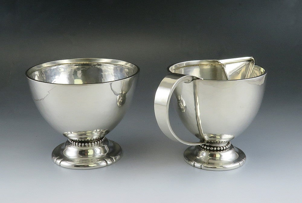 Vintage Sterling Silver Arts & Crafts Mid Century DeMatteo Creamer Sugar Bowl