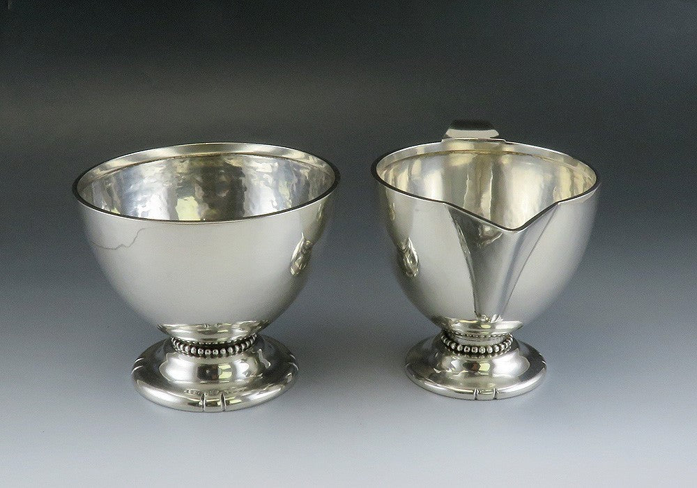 Vintage Sterling Silver Arts & Crafts Mid Century DeMatteo Creamer Sugar Bowl
