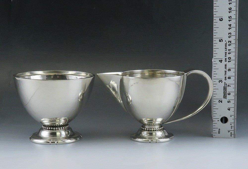 Vintage Sterling Silver Arts & Crafts Mid Century DeMatteo Creamer Sugar Bowl