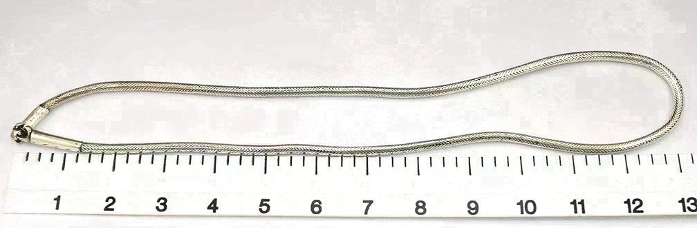 Shining Likely Turkish Silver Woven Look Chain Necklace w/ Hook and Loop Clasp