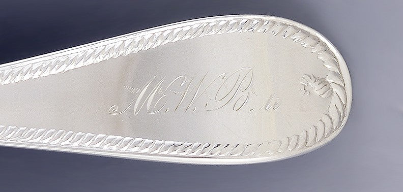 c1855 Great Set 6 American Coin Silver Rope and Shell Tea Spoons