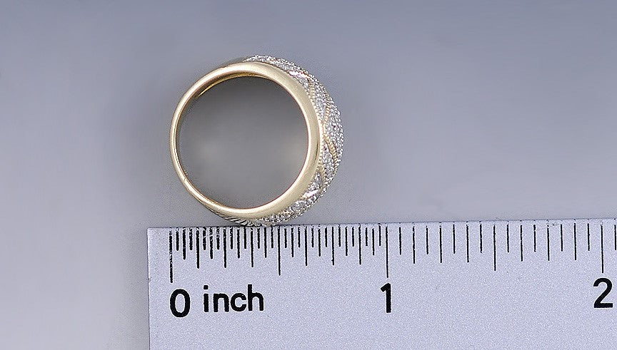 Wonderful Modern Diamond 14K Yellow and White Gold Band Ring Size 5