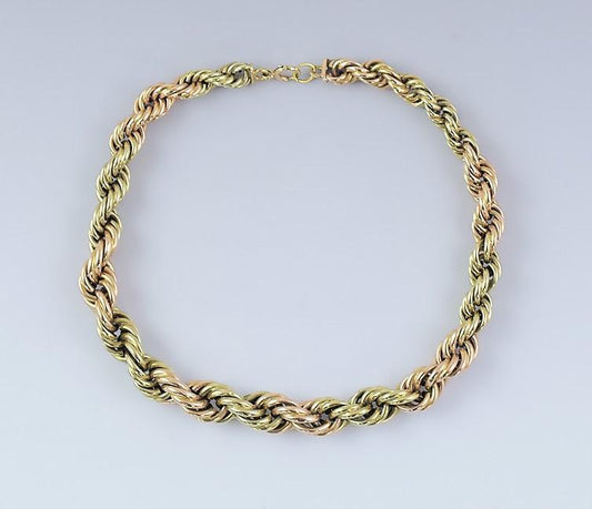Lovely 14k Two Tone Yellow & Rose Gold Twist Necklace