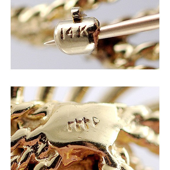 Lovely Modern 14K Gold Diamond & Sapphire Brooch/Pin