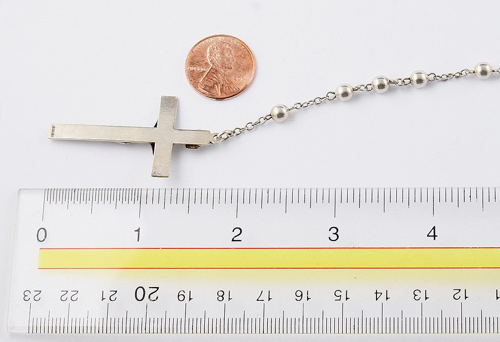 Nice Sterling Silver Crucifix Cross On Sterling Silver Rosary w/Jesus and Mary
