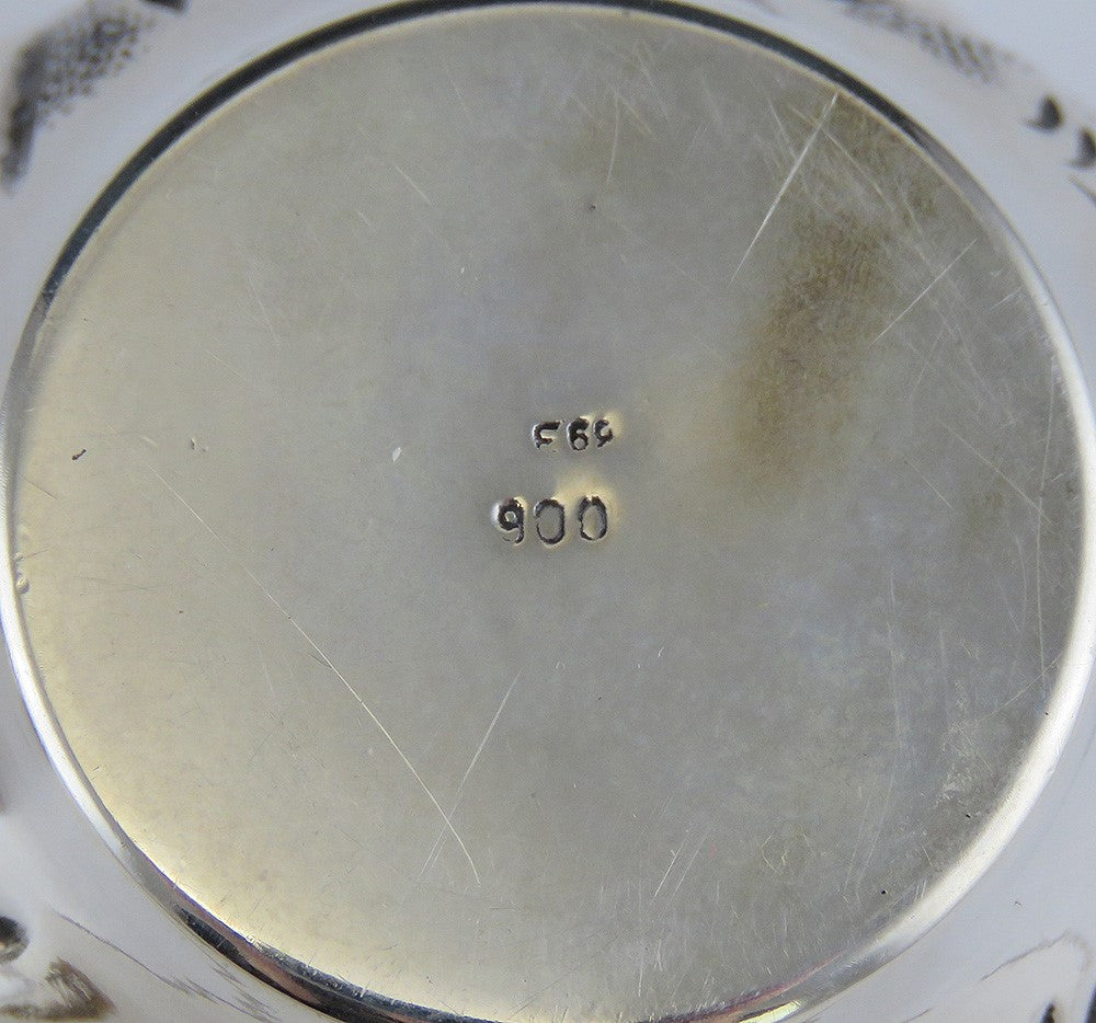 Pretty 900 Silver Rose Flower Covered Pooja Kumkum Sindoor Dabbi or Trinket Box