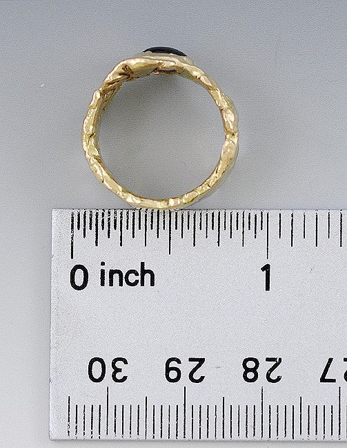 1920s-1950s Arts & Crafts A and C-Style Garnet 14k Gold Ring Size 5.75