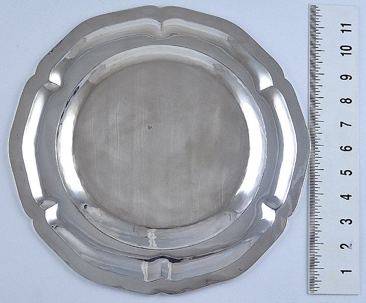 Antique c1890 German 800 Silver Serving Tray/Platter/Charger 12" Diameter