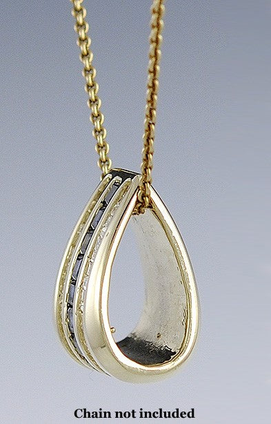 Modern Great Quality 14k Yellow Gold Blue Sapphire & Diamond Slide Pendant