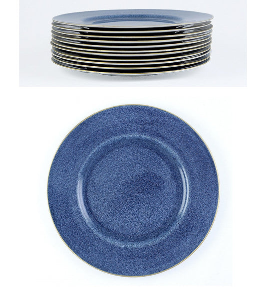 11 Royal Worcester 1923 Blue Marble and Gold Rimmed Dinner Plates