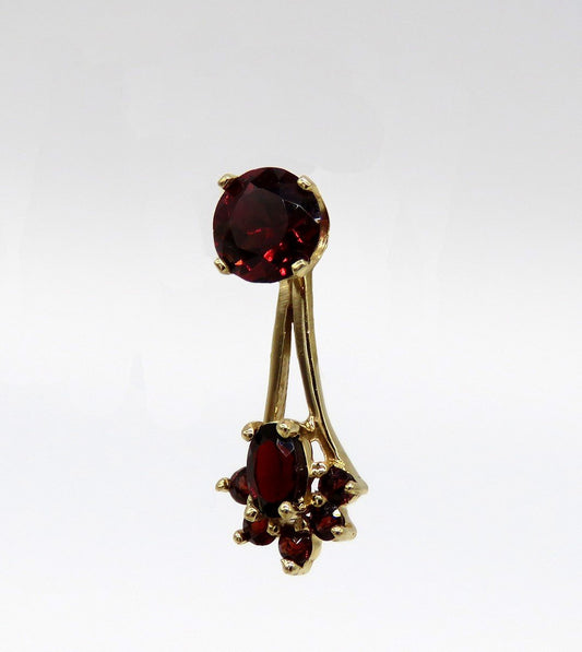 Eye-catching 14k Yellow Gold Red Garnet Convertible Stud Dangle Drop Earrings