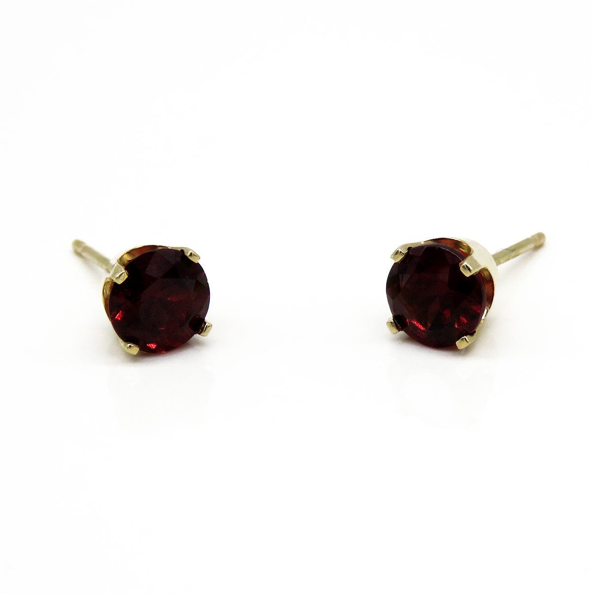 Eye-catching 14k Yellow Gold Red Garnet Convertible Stud Dangle Drop Earrings