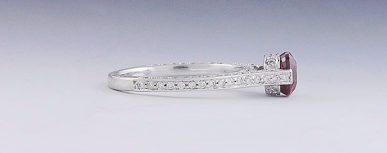 Fascinated ~1ct Ruby & Diamond 18K White Gold Ring