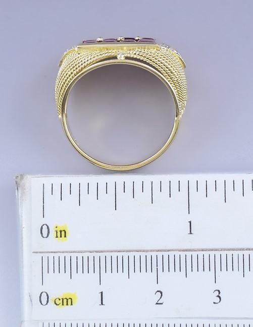 Gorgeous 18k Gold Lab Created Ruby and Diamond Ring Pave Setting