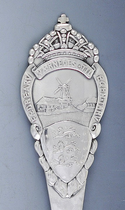 Antique 1920 Danish Silver Souvenir Hammered Our Fathers' Legacy Spoon