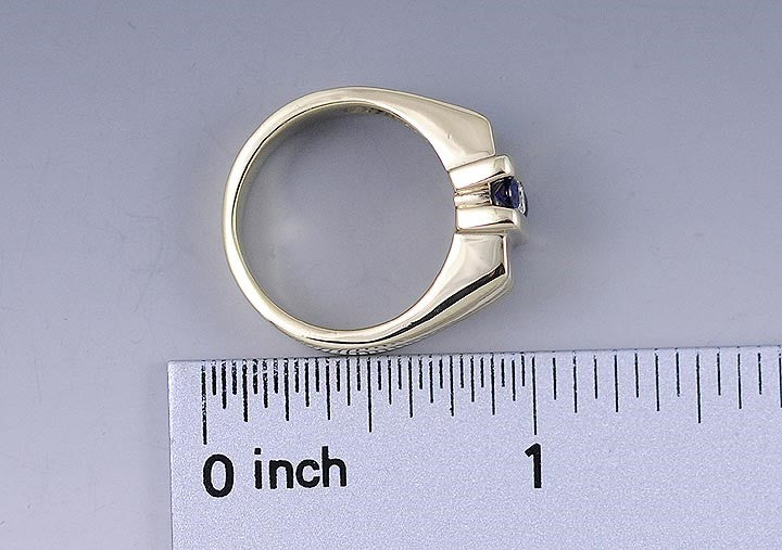 Modern 14K Gold Sapphire Ruby & Diamond Patriotic Ring Size 6.5