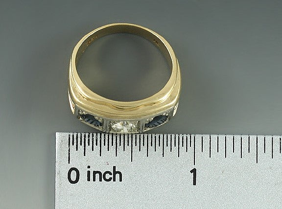 Superb Brilliant Vintage Diamond Blue Sapphire 14K Yellow Gold Ring