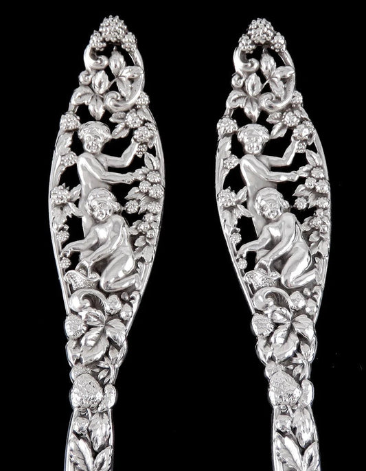 Dominick Haff Labors of Cupid Large Sterling Silver Salad Fork Spoon Set