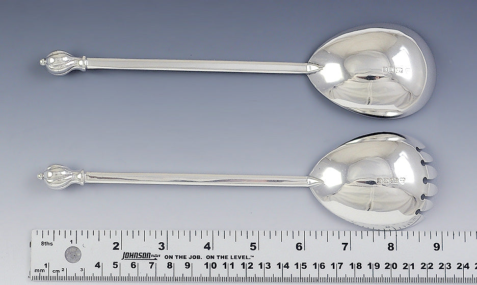Vintage 1950s English Sterling Silver Salad Fork Spoon Serving Set