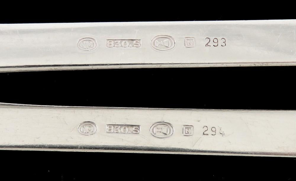 Antique Norwegian Silver Thorvald Marthinsen Viking Rose Serving Fork Spoon Set