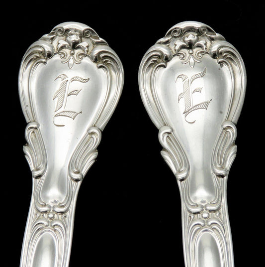 Superb Gorham Chantilly Sterling Silver Gold Wash Salad Serving Set E Mono