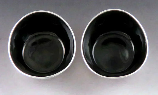 Modernist CC Hermann Modernist Danish Sterling Silver Enamel Dishes Salt Cellars