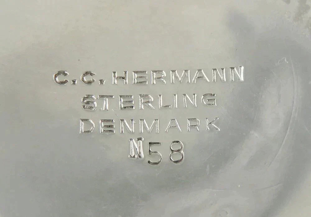 Modernist CC Hermann Modernist Danish Sterling Silver Enamel Dishes Salt Cellars