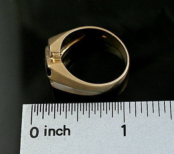 Striking Modern 14k Yellow Gold Diamond & Blue Sapphire Ring Size 8.75