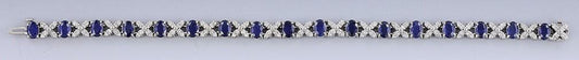 Attractive 14K White Gold Sapphire & Diamond Bracelet