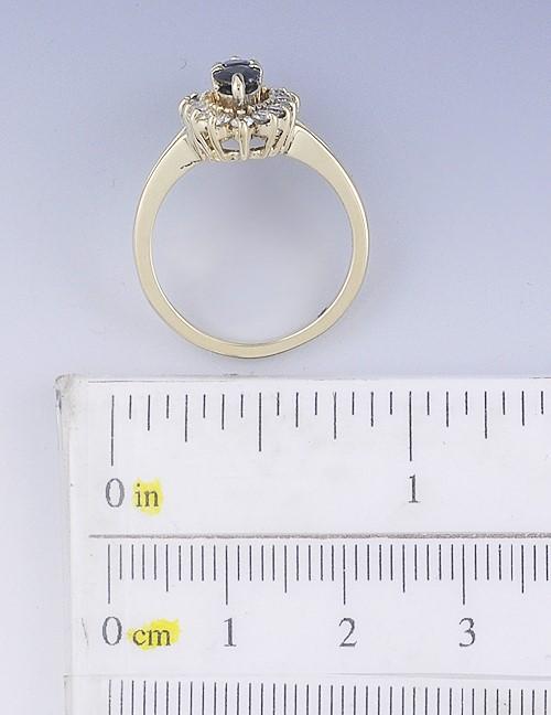 Classy Blue Sapphire & Diamond Cluster 14k Yellow Gold Ring Size 6.5
