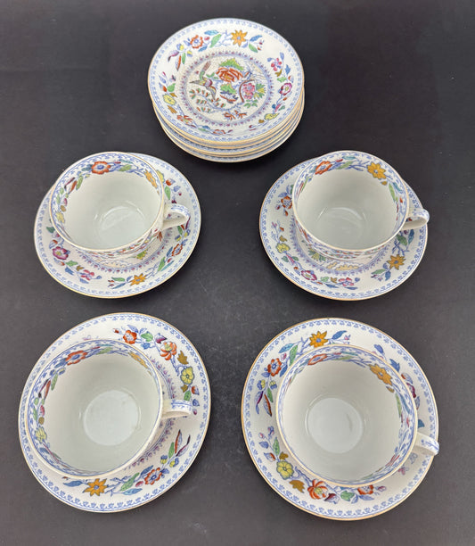 Nice Set c1920s Mason's Ironstone Flying Bird 3 Tea / Coffee Cups 10 Saucers