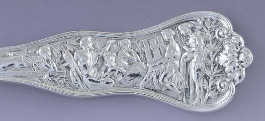 Fab Pair Tiffany & Co Sterling Silver Olympian Place Dessert Oval Soup Spoons