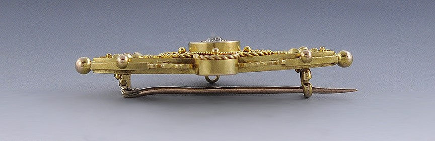 Gorgeous C1870s-1880s Victorian 15k Gold & Diamond Pin/Brooch