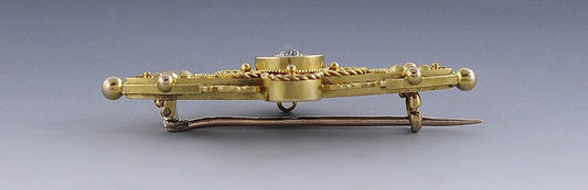 Gorgeous C1870s-1880s Victorian 15k Gold & Diamond Pin/Brooch