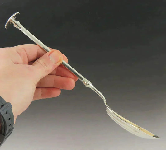 Antique 1860s American Aesthetic Movement Silver Seal Top Serving Spoon 9"