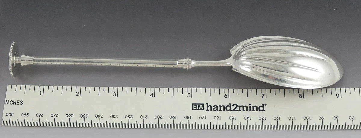 Antique 1860s American Aesthetic Movement Silver Seal Top Serving Spoon 9"