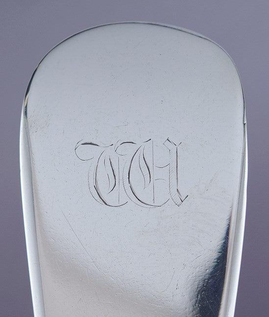 1837 Nice Antique English Sterling Silver Fiddle Fish Slice Server W Mono