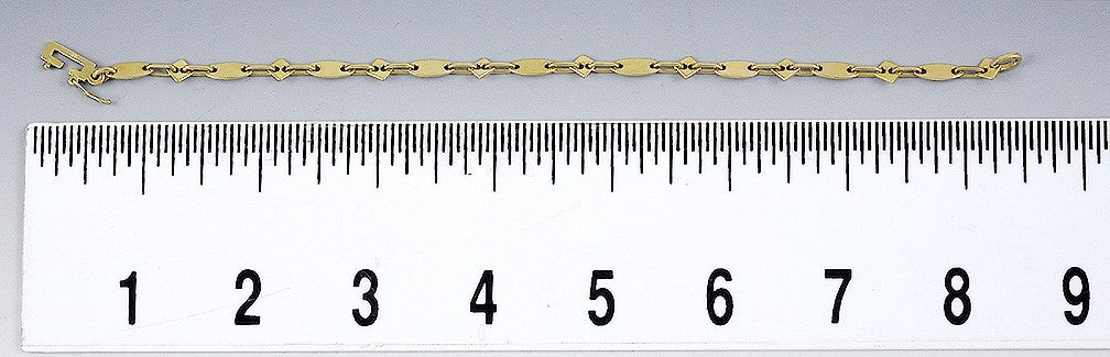 Artisan Hand Made 18k Yellow Gold Ovals & Diamonds Geometric Modernist Bracelet