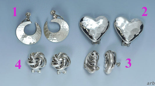 4 Pcs Sterling Silver and Silver Pl Screw-Back/Clip-On Earrings