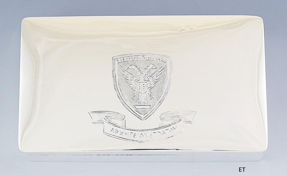 Greek Sterling Silver Hellenic Army Emblem Cigarette Box